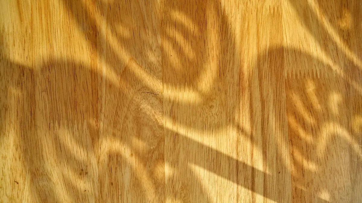 Sunlight falling across a bare timber subfloor