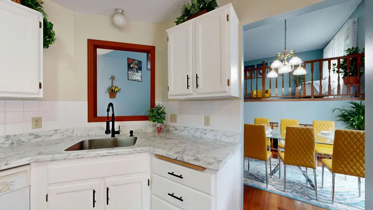 Bright modern kitchen with stone countertops
